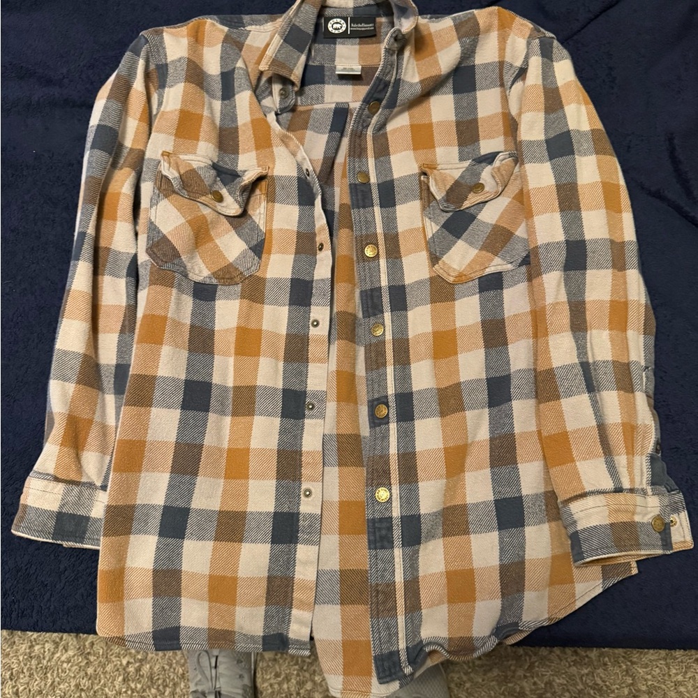 Men's Plaid Shirt Jacket - Blue and Tan